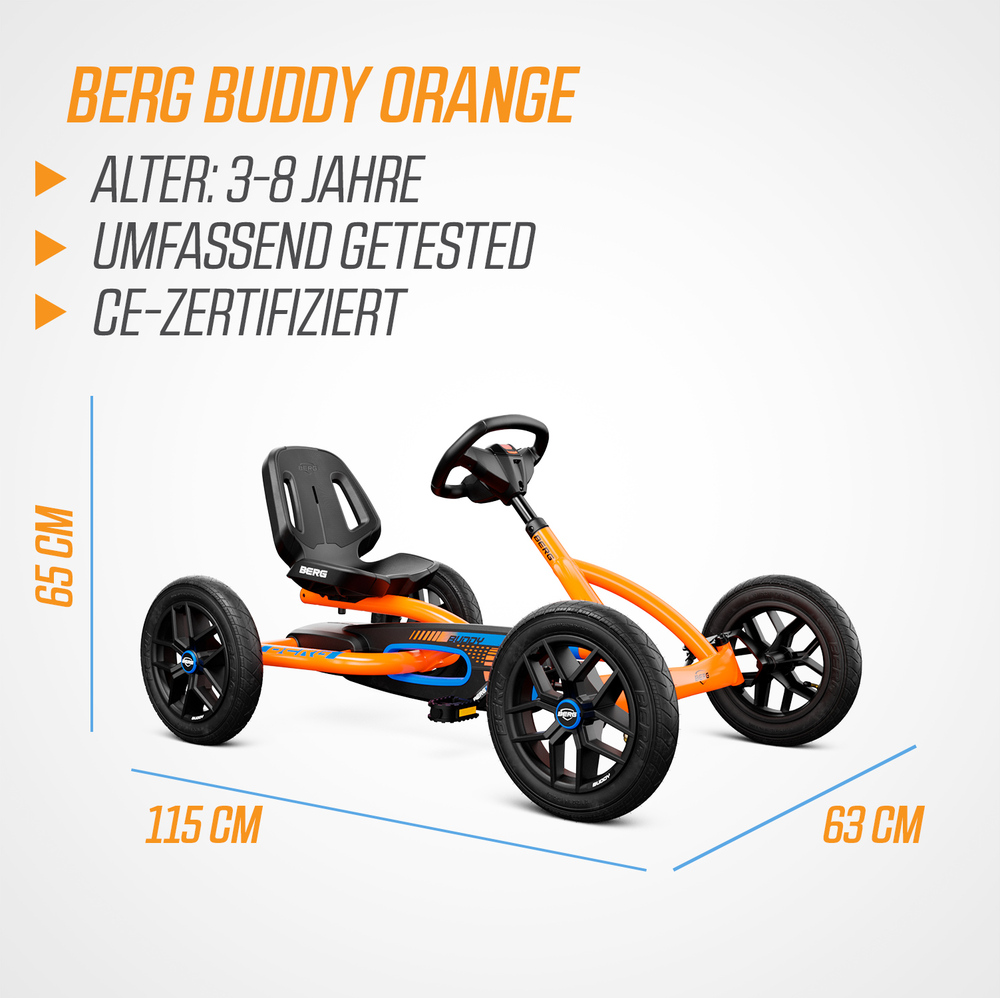 BERG Gokart Buddy B-Orange 2.0 (Facelift) inkl. Trailer L